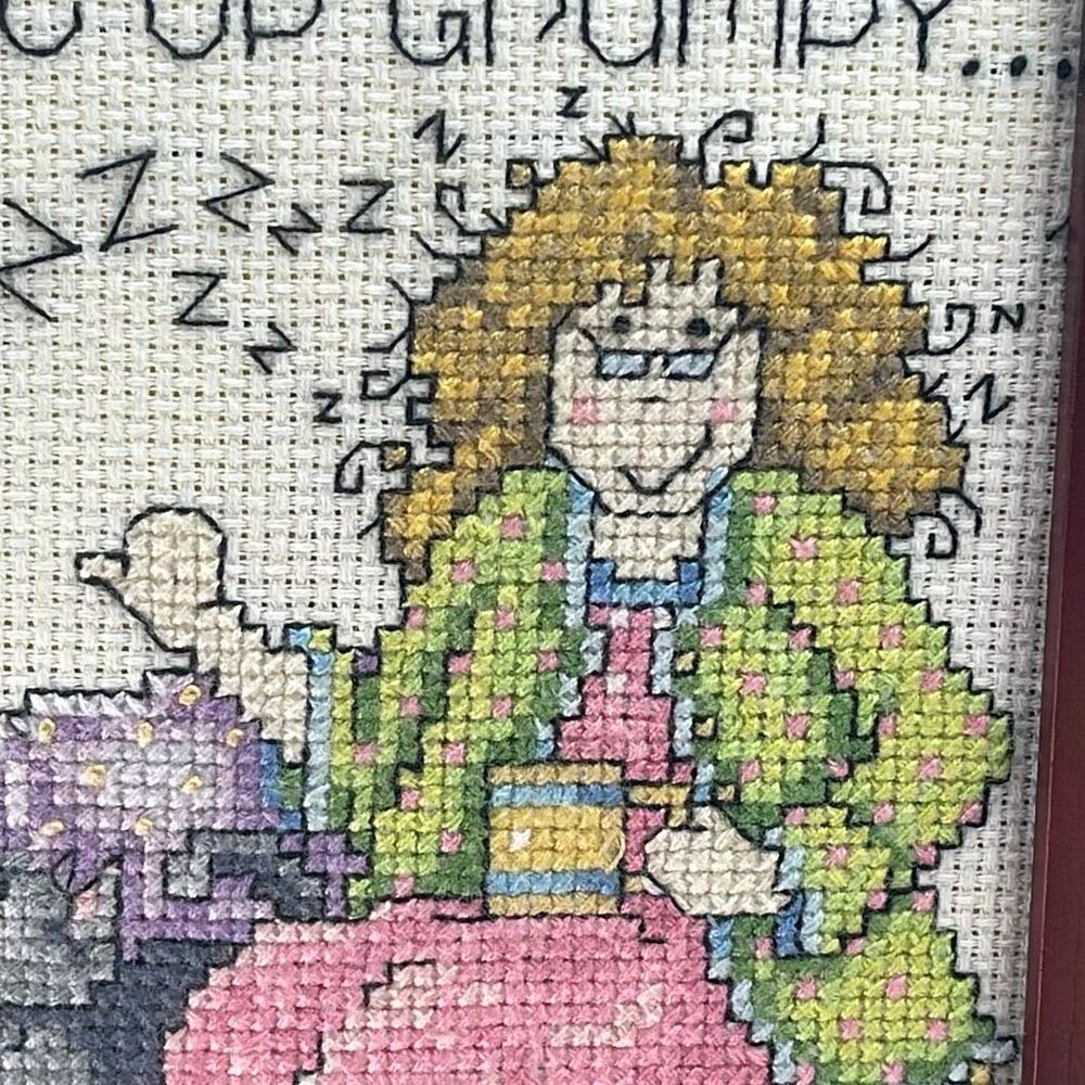 Vintage Joan Elliot “ Sometimes I wake up Grumpy” cross stitch. - Picture 3 of 6